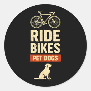 Ride Bikes Pet Dogs Bicycle Cycling Biking Dog Classic Round Sticker