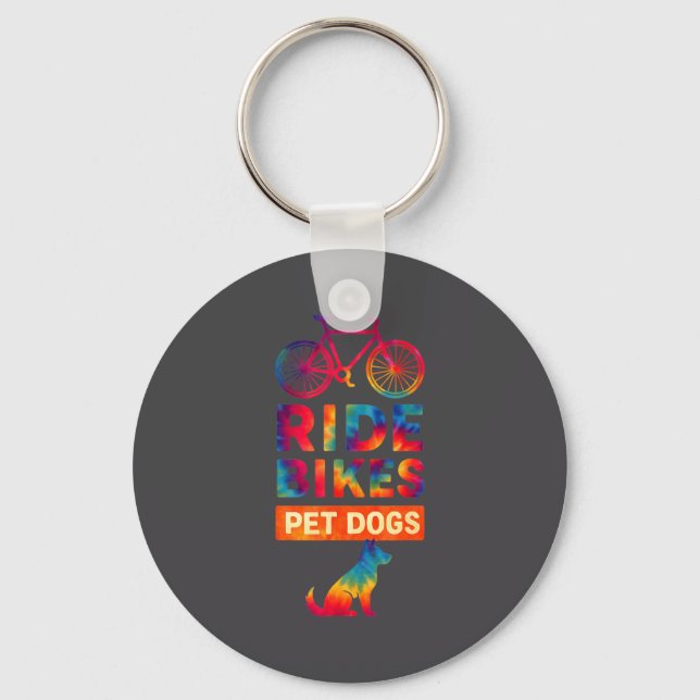 Ride Bikes Pet Dogs Bicycle Cycling Biking Dog Lov Keychain (Front)
