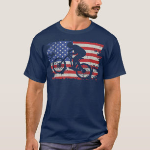 Ride Biking Cyclist USA Flag Bicycle Cycling Bike  T-Shirt