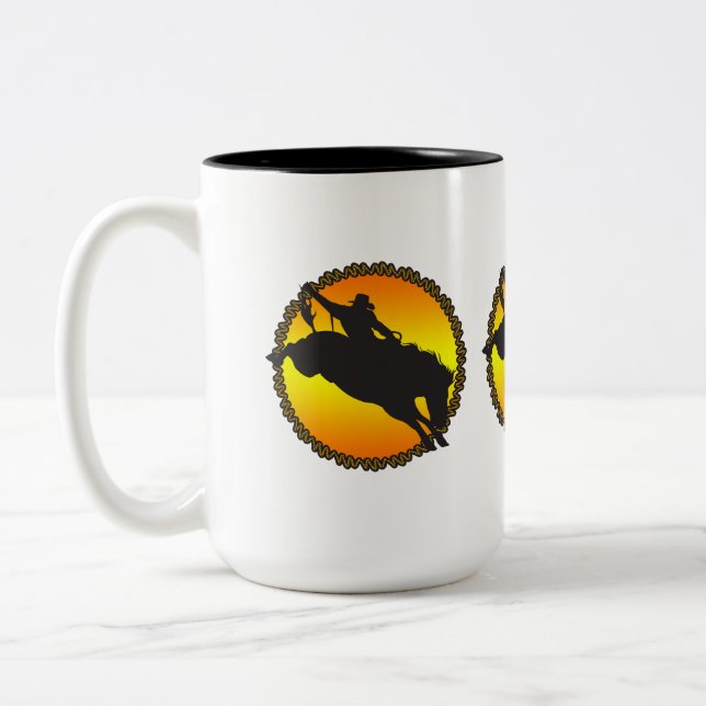 Ride Bronc Two-Tone Coffee Mug (Left)