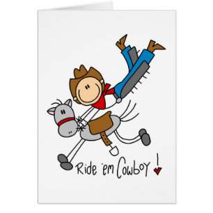 Ride 'Em Cowboy Stick Figure Card