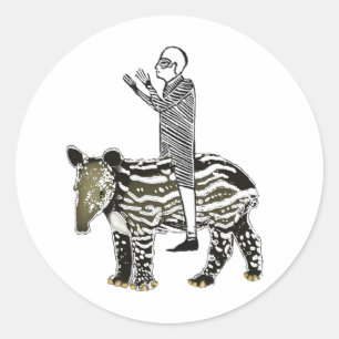 Ride em' tapir classic round sticker