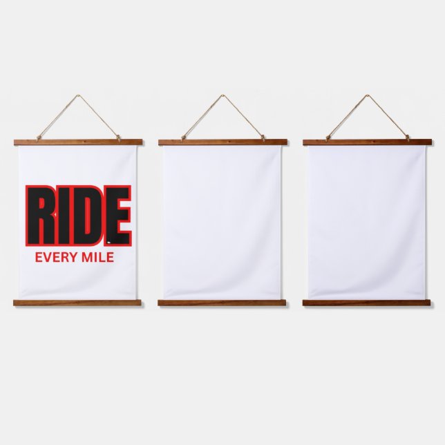 Ride Every Mile – Motorcycle Adventure Typography  Hanging Tapestry (Triple)