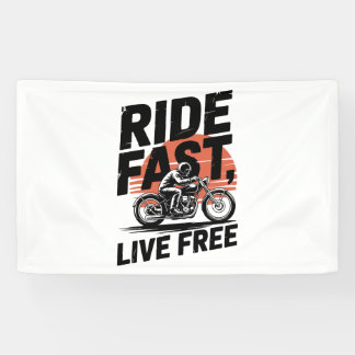 Ride Fast Live Free Bicyclist T-shirt Banner