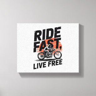Ride Fast Live Free Bicyclist T-shirt Canvas Print