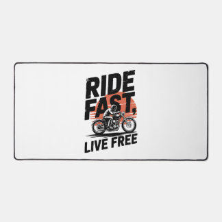 Ride Fast Live Free Bicyclist T-shirt Desk Mat