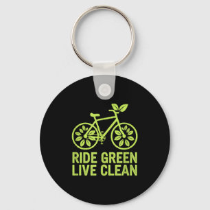 Ride Green Live Clean Nature Lover Earth Day Keychain