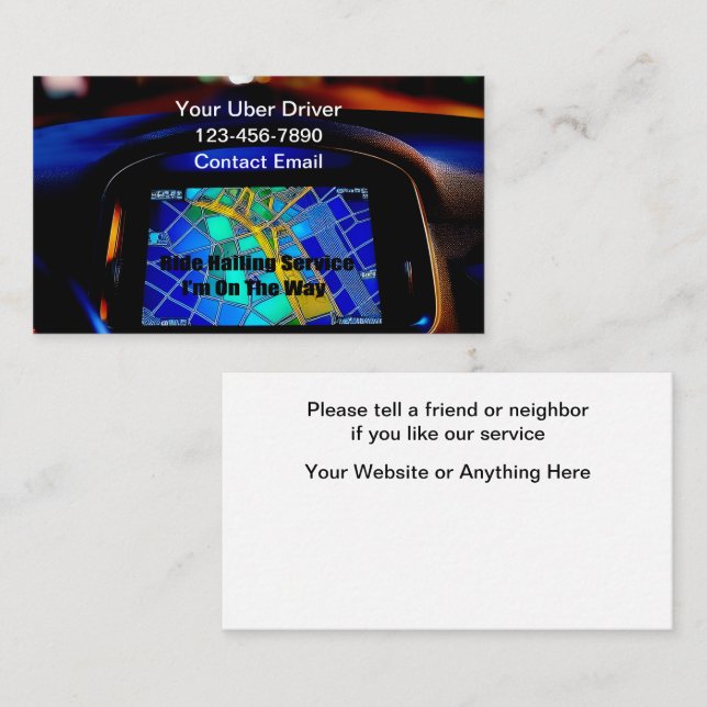 Ride Hailing Uber Driver Cartes de visite unique (Devant / Derrière)