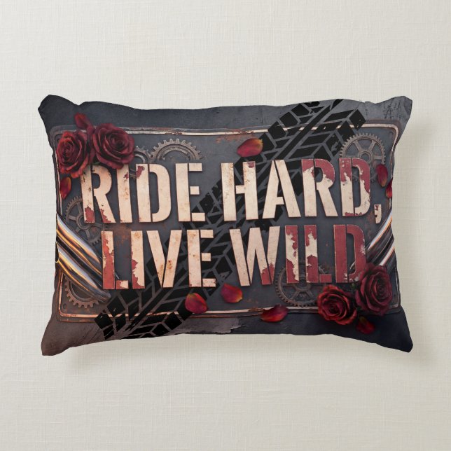 ride hard, live wild accent pillow (Front)