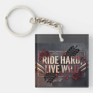 ride hard, live wild keychain
