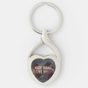 ride hard live wild keychain