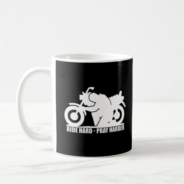 Ride Hard, Pray Harder Motorcycle Men's Coffee Mug (Left)