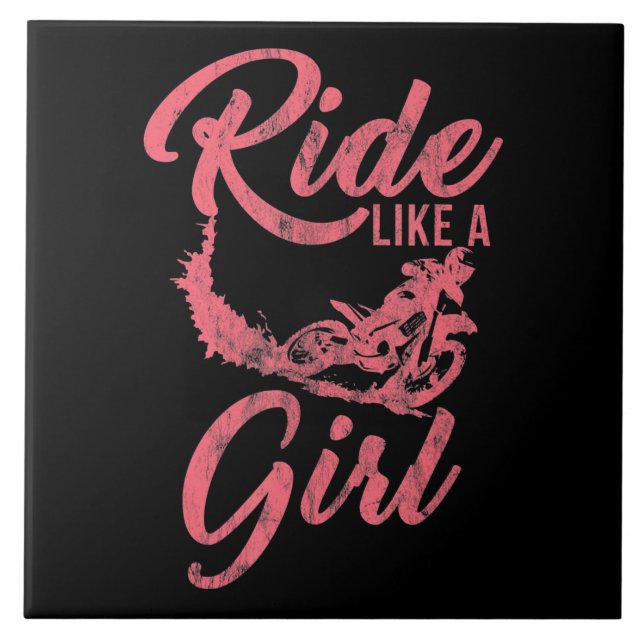 Ride Like A Girl Motorcycle Funny Gift Tile (Front)