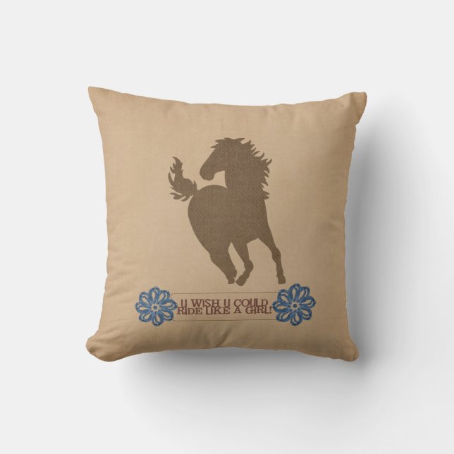 Ride Like A Girl Throw Pillow (Front)