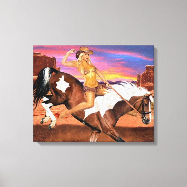 RIDE’M BRONCO COWGIRL CANVAS PRINT (Front)