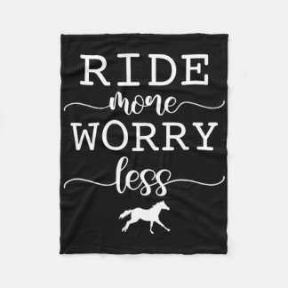 Ride More Worry Less Horse Riding Equestrian Horse Fleece Blanket