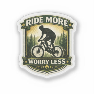 Ride More Worry Less Mountain Bike Sticker