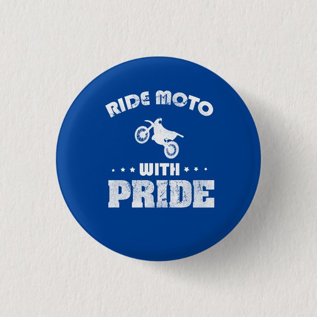 Ride moto with pride 1 inch round button (Front)
