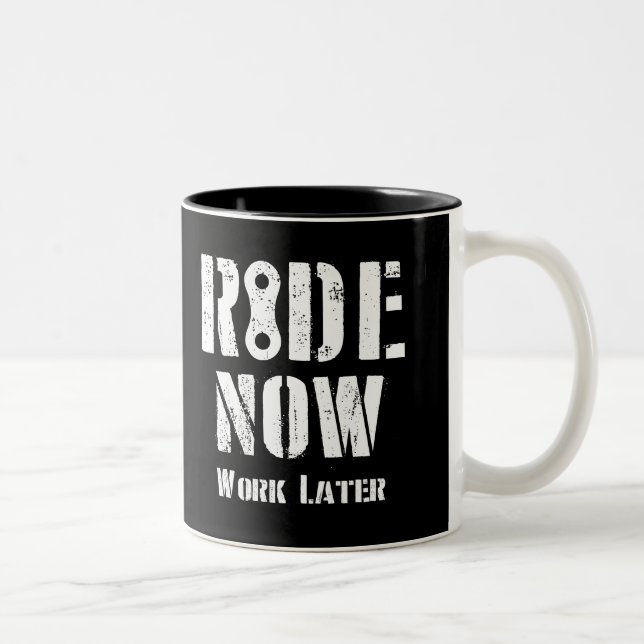 Ride Now Work Later Two-Tone Coffee Mug (Right)
