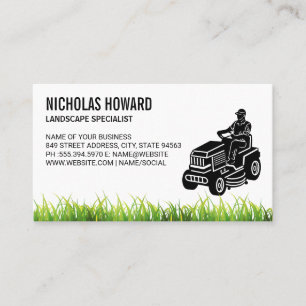 Ride On Lawn Mower Blades of Grass Business Card