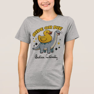 Ride Or Die Besties T-Shirt, Funny Dinosaur Duck Tri-Blend Shirt