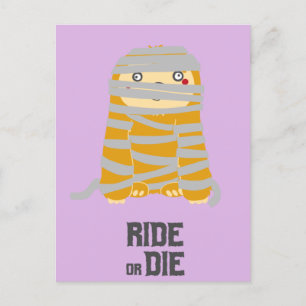 Ride or Die Mummy Sloth Halloween Postcard
