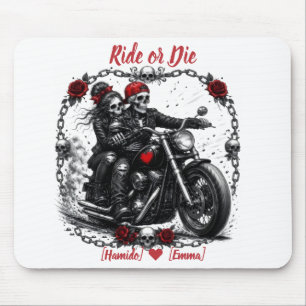 Ride or Die Personalized Skeleton Couple Mouse Pad