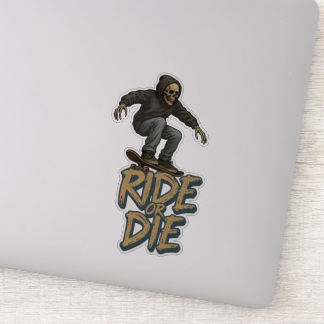 Ride Or Die Skater Skeleton -Skateboarding Graphic (Detail)