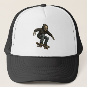 Ride Or Die Skater Skeleton -Skateboarding Graphic Trucker Hat