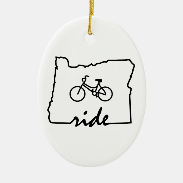 Ride Oregon (Cycling) Ceramic Ornament (Front)