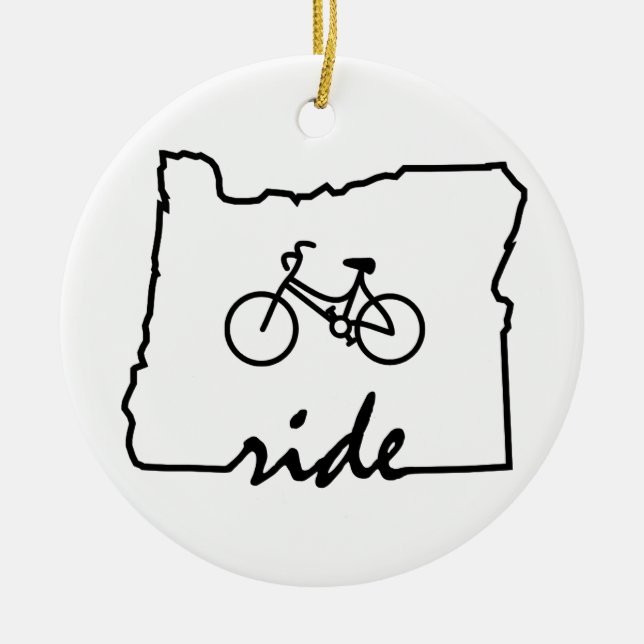Ride Oregon (Cycling) Ceramic Ornament (Front)