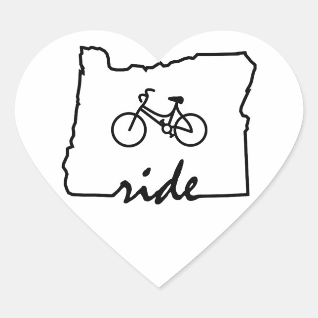 Ride Oregon (Cycling) Heart Sticker (Front)