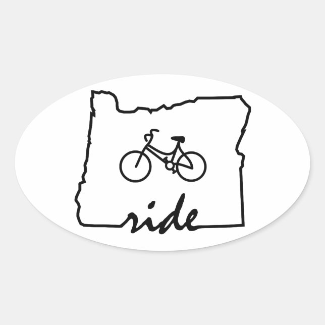 Ride Oregon (Cycling) Oval Sticker (Front)