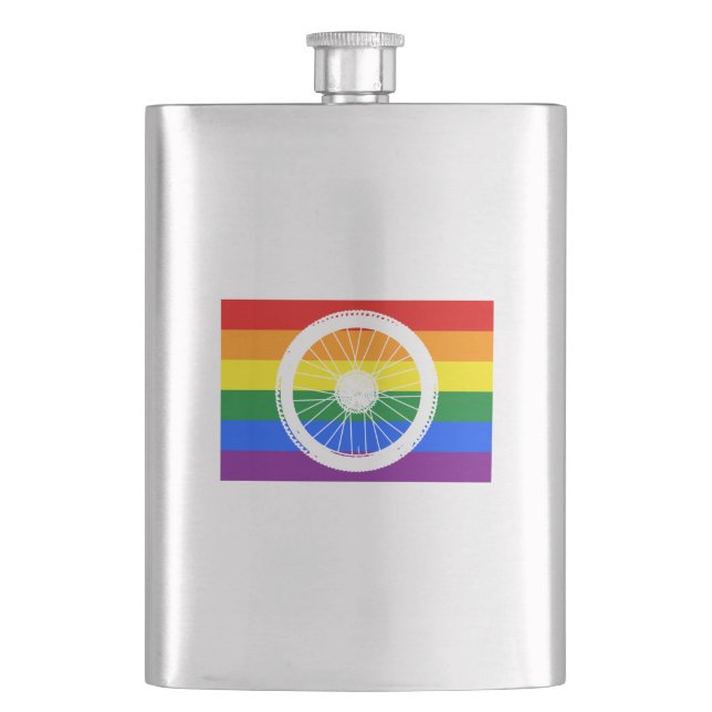 Ride Pride Cycling Wheel Hip Flask (Front)