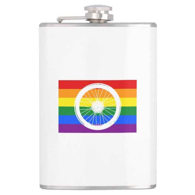 Ride Pride Cycling Wheel Hip Flask (Front)
