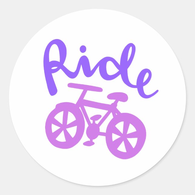 Ride, Purple and Pink Design Classic Round Sticker (Front)
