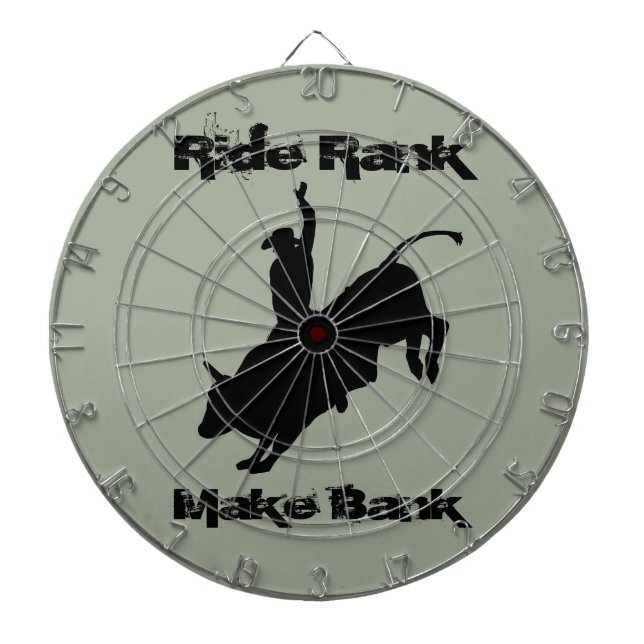 Ride Rank Bull Riding Rodeo Cowboy Up Dartboard (Front)