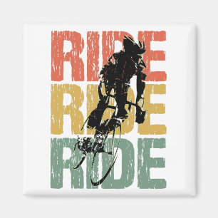 Ride Ride Ride Vintage Bicycle Rider Magnet