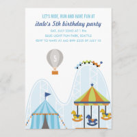 Ride, Run and have fun Birthday Party Invitation