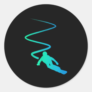 Ride Ski Snowboard Skiing Goggles Snow Snowboarder Classic Round Sticker