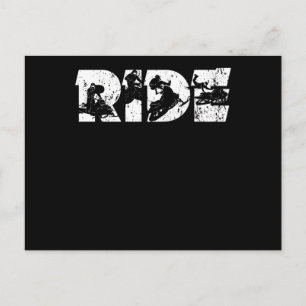 Ride snowmobile driver sledding driving winter postcard