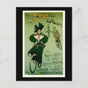 Ride SWIFT Cycles Vintage Bicycle Poster Postcard