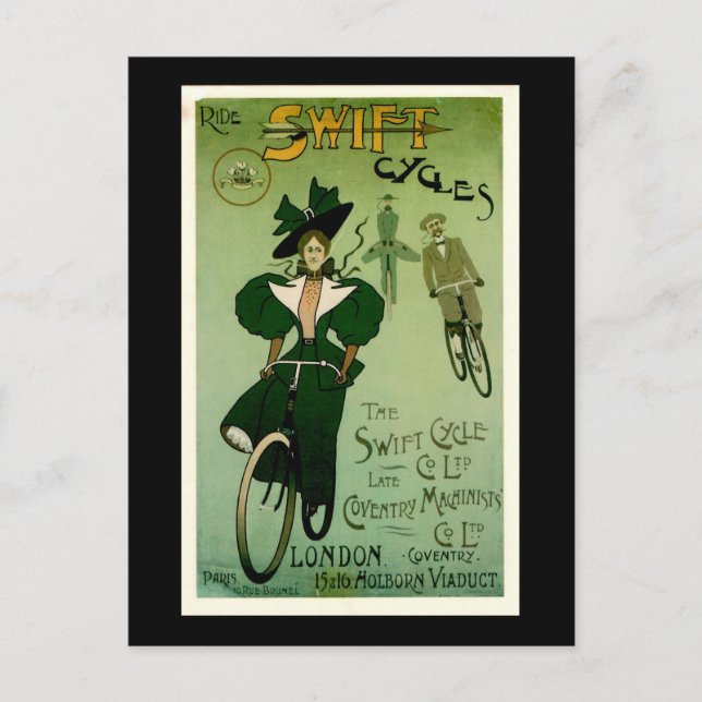Ride SWIFT Cycles Vintage Bicycle Poster Postcard (Front)