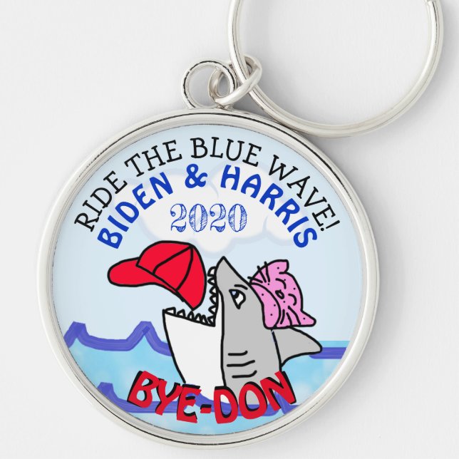 Ride the Blue Wave, Vote Biden 2020 Election Bye Keychain (Front)