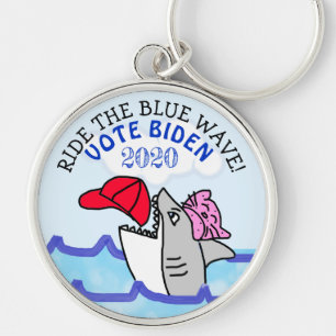 Ride the Blue Wave, Vote Biden 2020 Election Keychain