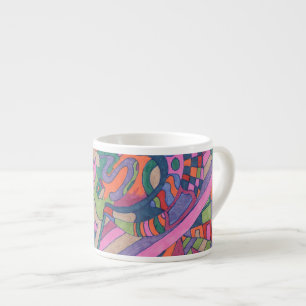 Ride the Groovy Rainbow, abstract Espresso Cup