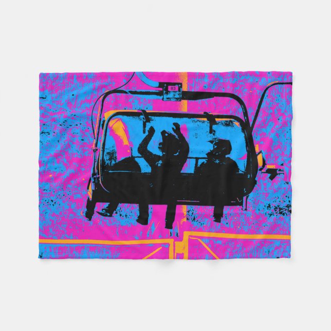 Ride the Mountain - Mountain Bikers Fleece Blanket (Front (Horizontal))