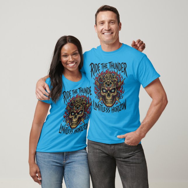 Ride The Thunder Shirt – Mechanical Skull Graphic  (Unisex)