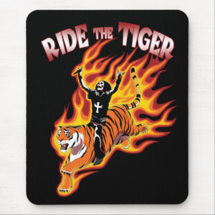 Ride The Tiger Vintage Heavy Metal Illustration Mouse Pad