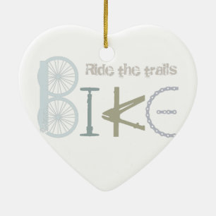 Ride the Trails Bike Graffiti Sport Quote Ceramic Ornament
